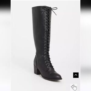 🆕️👢TORRID 8 WW & WIDE CALF  LACE UP HEELED BOOT - BLACK👢